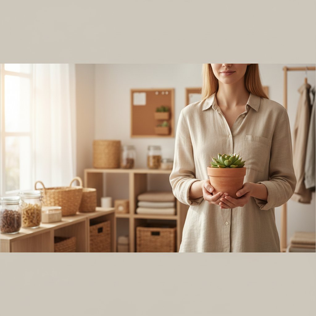 Closet organization with natural materials